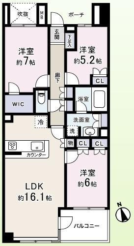 Floor plan. Low-rise apartment is located in a quiet residential area