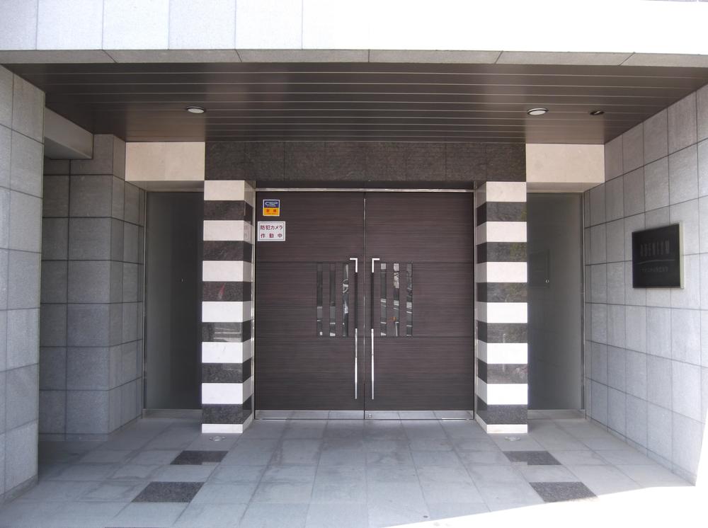 Entrance. Symmetry architectural design of the entrance. Simple, modern facade.