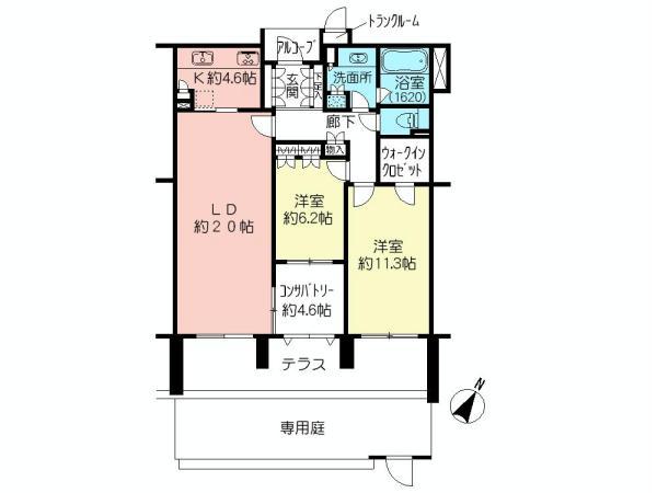 Floor plan. 2LDK, Price 105 million yen, Footprint 104.83 sq m