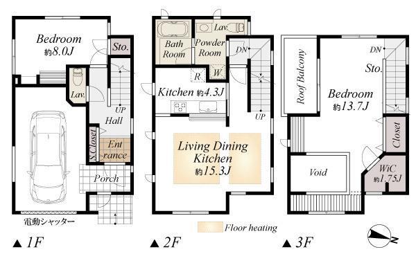 Floor plan. 61,800,000 yen, 2LDK, Land area 92.44 sq m , Building area 104.51 sq m