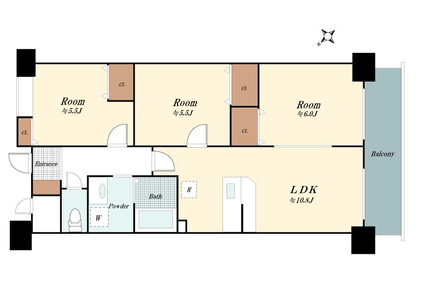 Floor plan. 3LDK, Price 33,980,000 yen, Footprint 59.2 sq m , Balcony area 7.11 sq m 3LDK