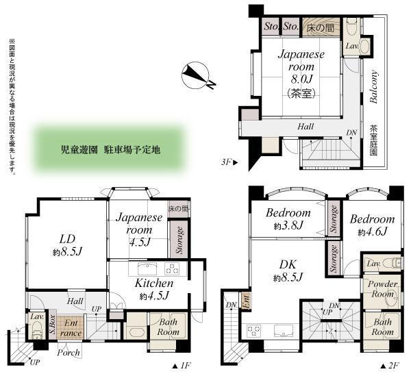 Floor plan. 69,500,000 yen, 4LDK, Land area 67.2 sq m , Building area 114.74 sq m