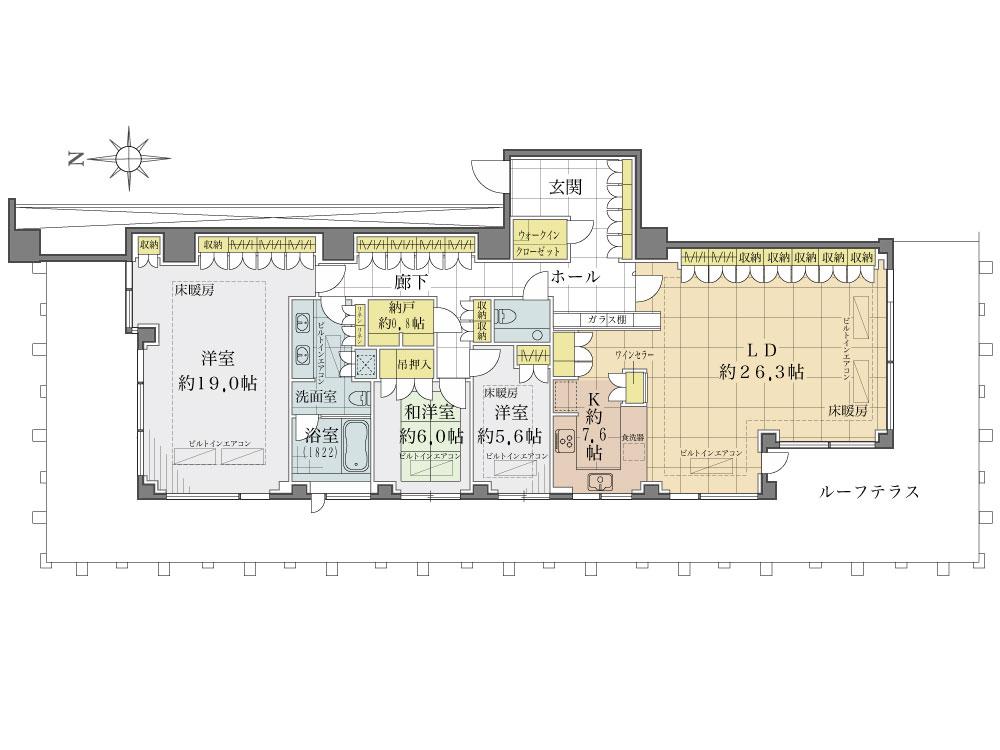 Floor plan. 3LDK + S (storeroom), Price 390 million yen, 3 direction angle dwelling unit, including the area occupied by 164.65 sq m ◇ south ◆ Top floor penthouse (14 floor)