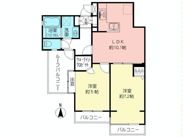 Floor plan. 2LDK, Price 32,900,000 yen, Occupied area 52.86 sq m Floor