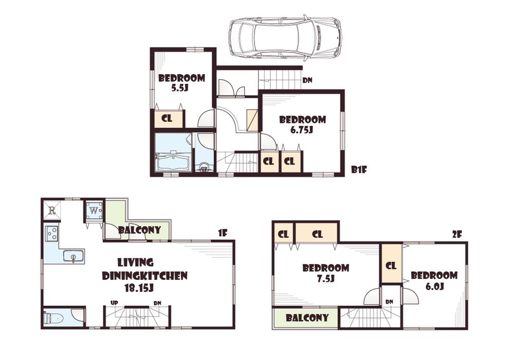 Floor plan. 59,800,000 yen, 4LDK, Land area 69.2 sq m , Building area 96.72 sq m