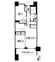 Floor: 1LDK + S, the area occupied: 54 sq m