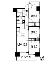 Floor: 3LDK + WIC, the occupied area: 60.73 sq m