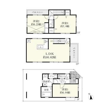 Floor plan. 57,800,000 yen, 3LDK, Land area 53.3 sq m , Building area 91.32 sq m