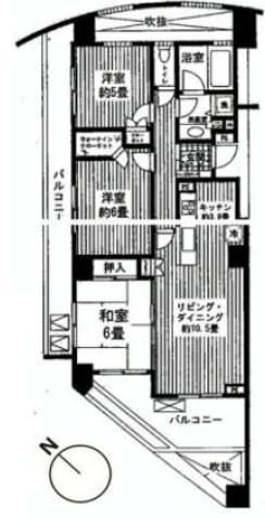 Floor plan. 3LDK, Price 54,800,000 yen, Occupied area 71.09 sq m , Balcony area 21.44 sq m