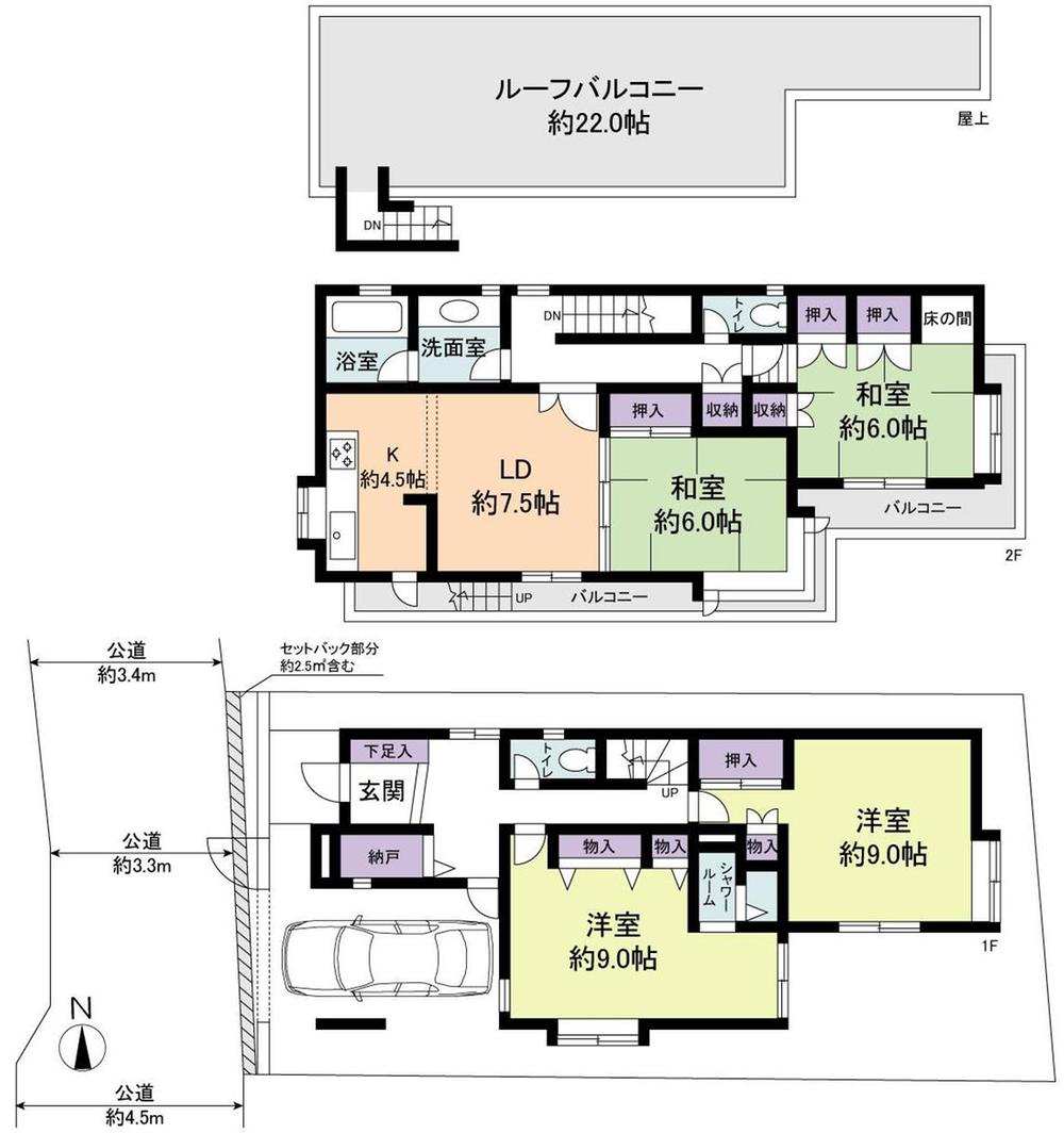 Floor plan. 89,800,000 yen, 4LDK, Land area 113.73 sq m , Building area 122.74 sq m ◎ Floor