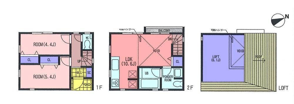 Floor plan. 36 million yen, 2LDK, Land area 43.76 sq m , Building area 50.84 sq m