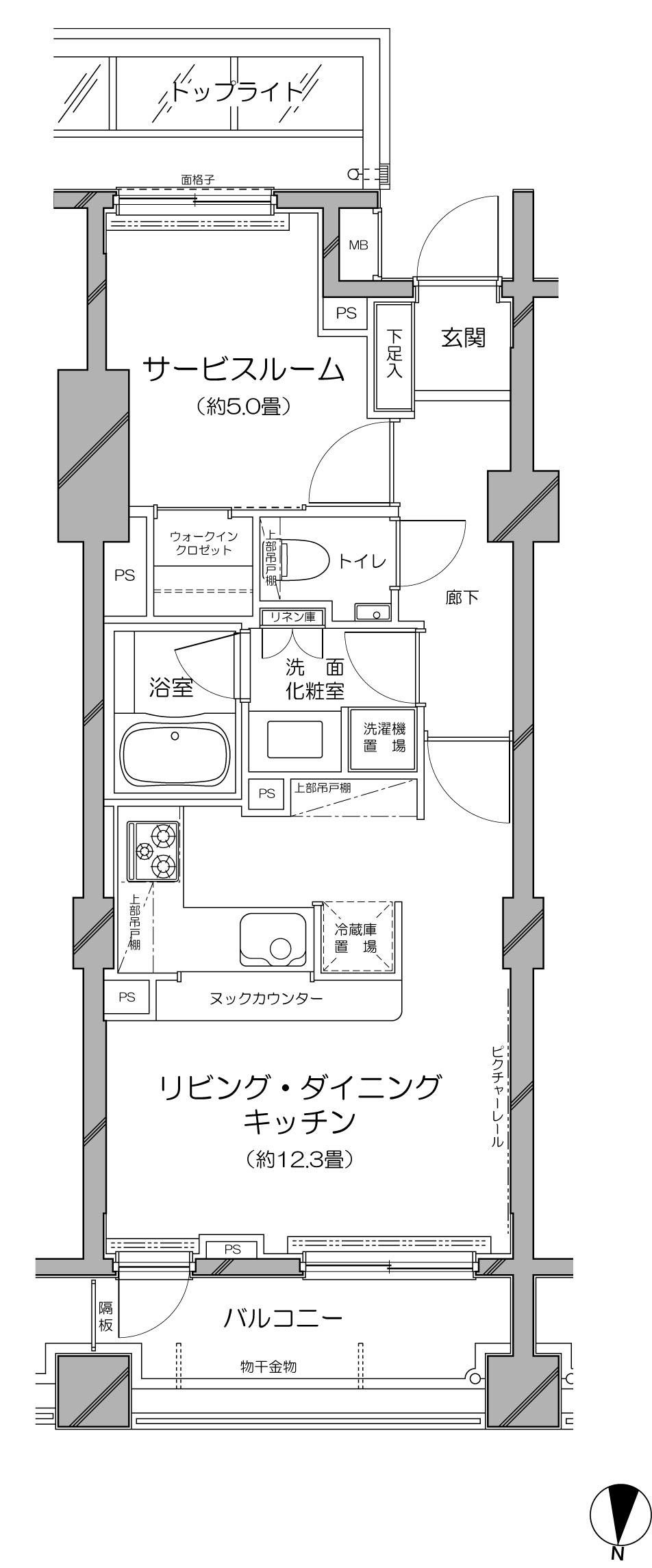 Floor plan. 1LDK, Price 37,900,000 yen, Occupied area 43.16 sq m , Balcony area 6.37 sq m