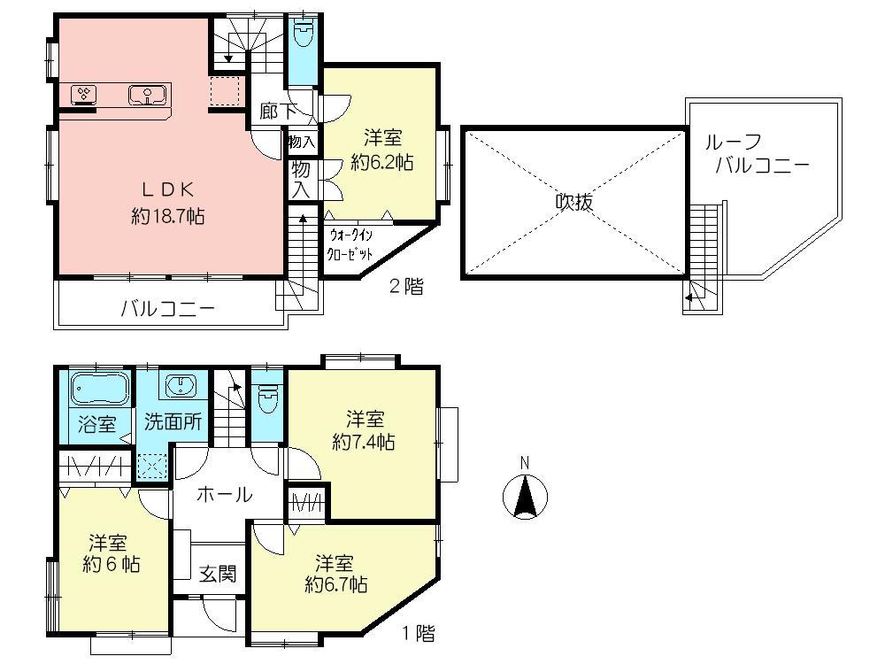 Floor plan. 68,800,000 yen, 4LDK, Land area 106.81 sq m , Building area 106.81 sq m