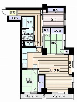Floor plan. 3LDK, Price 49 million yen, Occupied area 94.59 sq m , Balcony area 7.41 sq m
