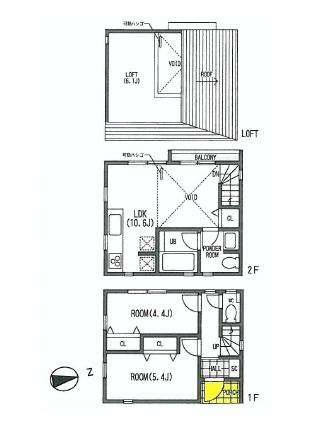 Floor plan. 36 million yen, 2LDK, Land area 43.76 sq m , Building area 60.97 sq m