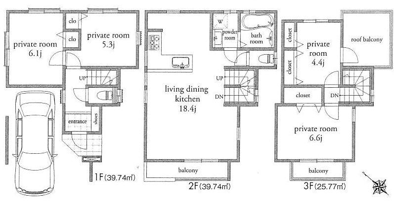 Floor plan. 57,800,000 yen, 4LDK, Land area 70.01 sq m , Building area 105.25 sq m C Building