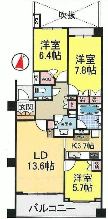 Floor plan. 3LDK, Price 72,800,000 yen, Occupied area 82.17 sq m , Balcony area 10.93 sq m Park House Setagaya Matsubara