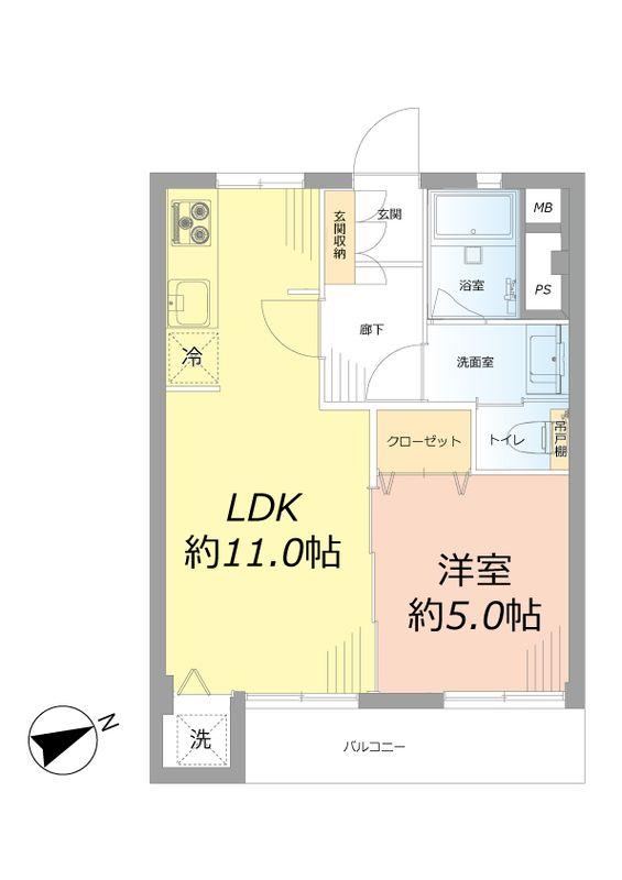 Floor plan. 1LDK, Price 16,980,000 yen, Footprint 40.5 sq m , Balcony area 3.5 sq m