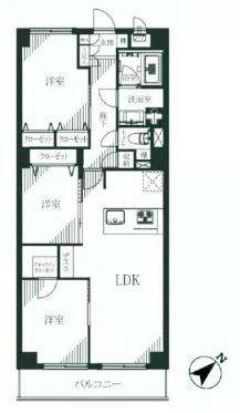 Floor plan. 3LDK, Price 49,800,000 yen, Occupied area 66.96 sq m , Balcony area 6.07 sq m