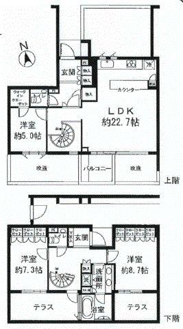 Floor plan. 3LDK, Price 119 million yen, Footprint 125.46 sq m , Balcony area 4.68 sq m