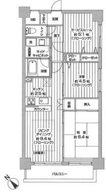 Floor plan. 2LDK+S, Price 33,400,000 yen, Occupied area 61.65 sq m , Balcony area 6.79 sq m