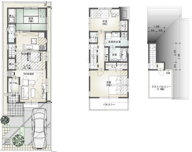 Floor plan. (E Building), Price 78,300,000 yen, 3LDK, Land area 101.41 sq m , Building area 101.16 sq m