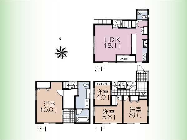 Floor plan. 52,800,000 yen, 4LDK, Land area 78.78 sq m , Building area 104.05 sq m floor plan