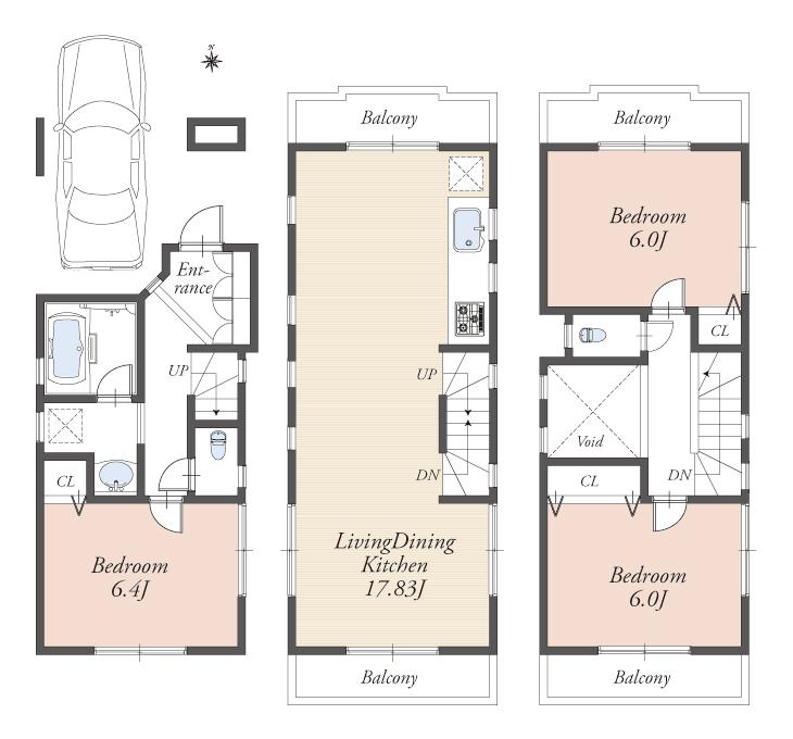 Floor plan. 52,800,000 yen, 3LDK, Land area 52.89 sq m , Building area 90.58 sq m