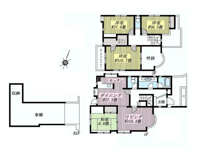 Floor plan. 100 million 9.8 million yen, 4LDK, Land area 128.43 sq m , Building area 128.43 sq m