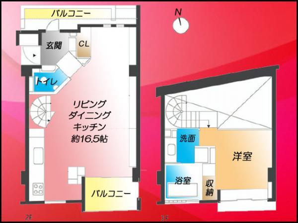 Floor plan. 1LDK, Price 52,800,000 yen, Occupied area 66.42 sq m , Balcony area 10 sq m