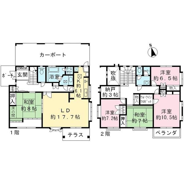 Floor plan. 168 million yen, 5LDK + S (storeroom), Land area 260.93 sq m , Building area 214 sq m
