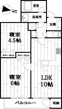 Floor plan. 2LDK, Price 21.9 million yen, Occupied area 46.05 sq m , Balcony area 3.16 sq m