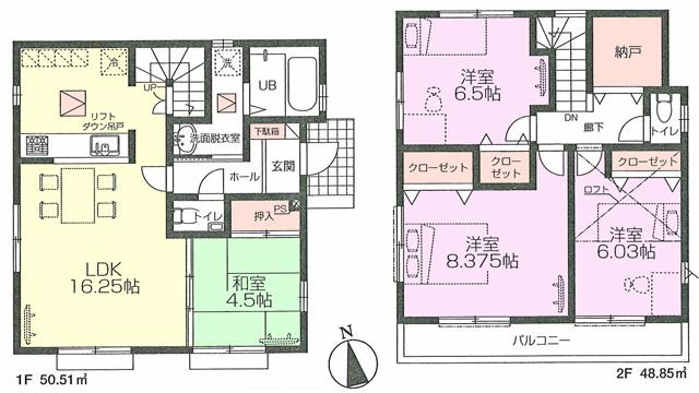 Floor plan. 68,800,000 yen, 4LDK + S (storeroom), Land area 100 sq m , Building area 99.36 sq m