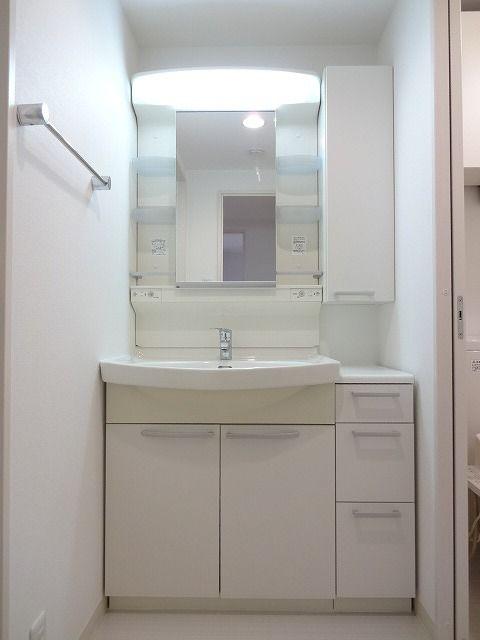 Wash basin, toilet. Bathroom vanity