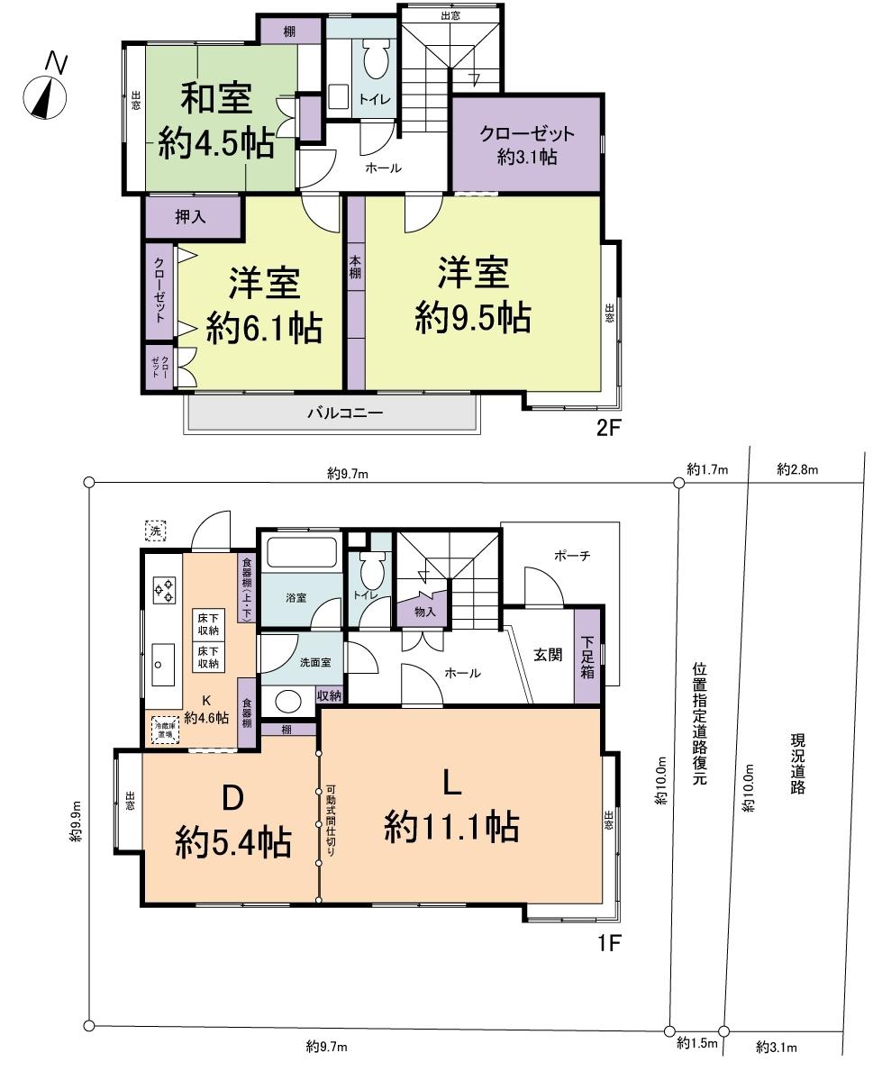 Floor plan. 59,800,000 yen, 3LDK, Land area 96.94 sq m , Building area 104.96 sq m   ☆ Nomura Home of custom home  ☆ It housed a large number