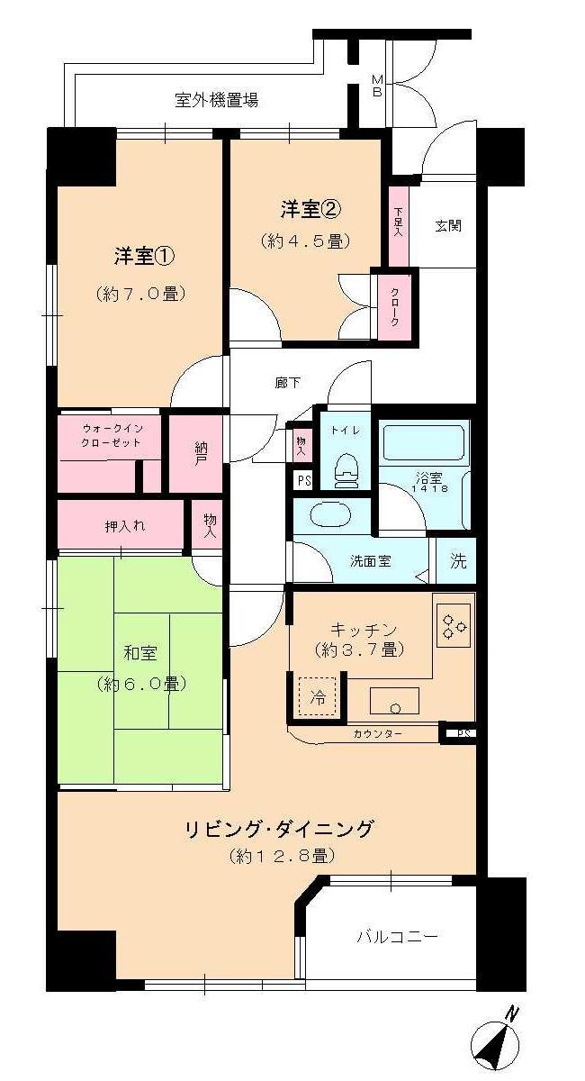 Floor plan. 3LDK, Price 43,500,000 yen, Occupied area 81.25 sq m , Balcony area 4.23 sq m