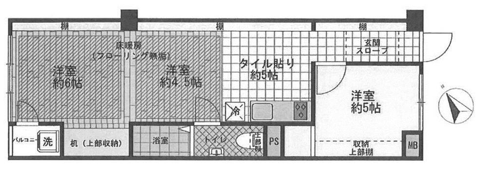 Floor plan. 1LDK, Price 21,800,000 yen, Occupied area 45.98 sq m , Balcony area 1.26 sq m