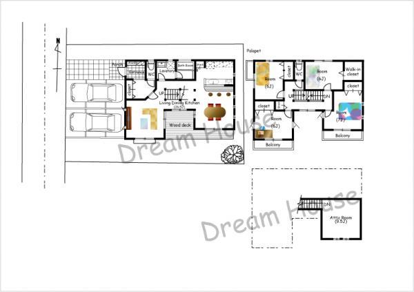 Building plan example (floor plan). Building plan: price 17000000 yen Area 137.75m2