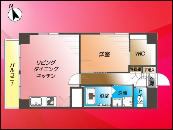 Floor plan. 1LDK, Price 34,500,000 yen, Occupied area 43.39 sq m