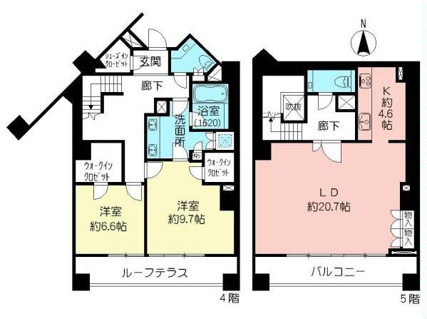 Floor plan. 2LDK, Price 84,400,000 yen, The area occupied 130.2 sq m , Balcony area 9.47 sq m
