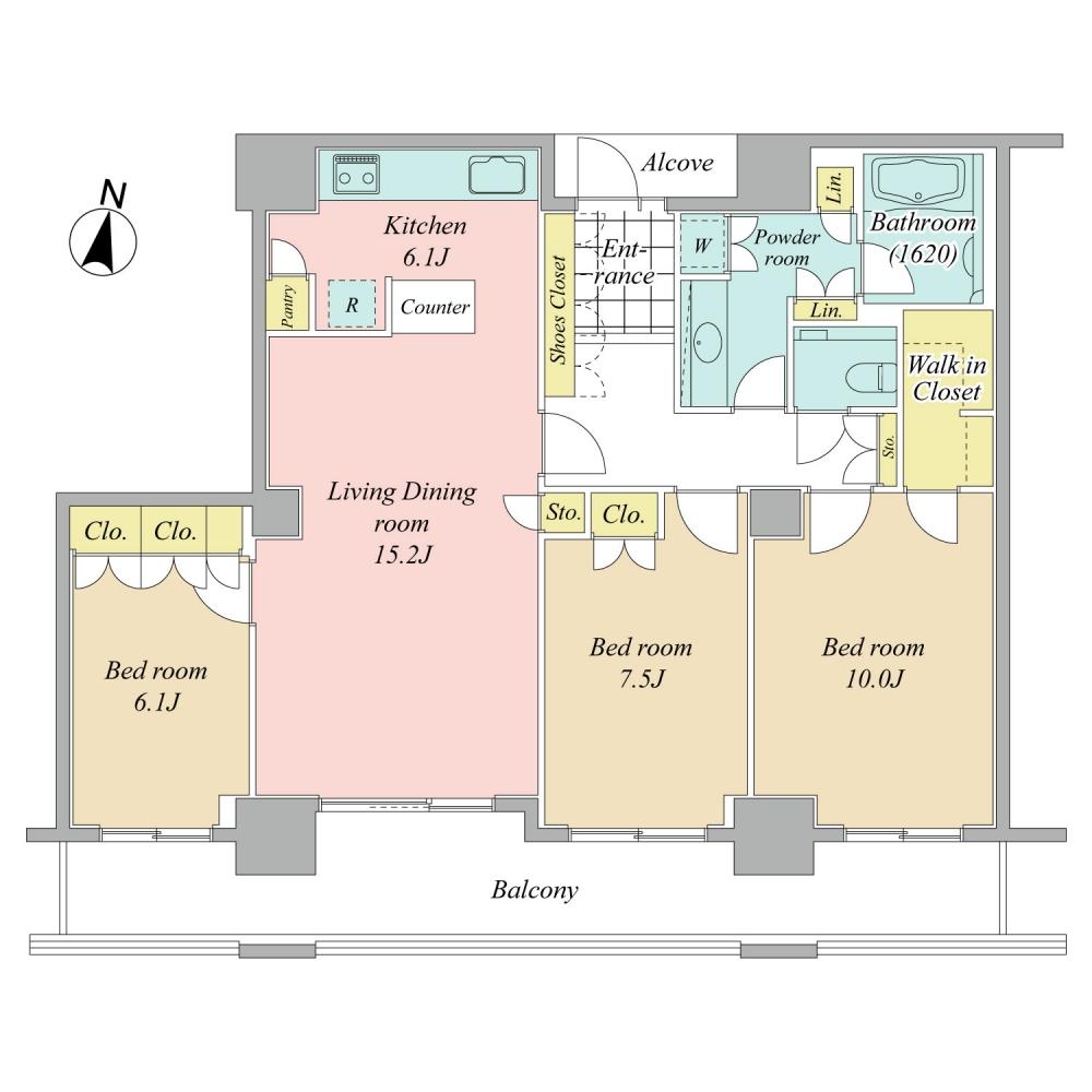 Floor plan. 3LDK, Price 98,800,000 yen, Footprint 102.66 sq m , Balcony area 20.6 sq m