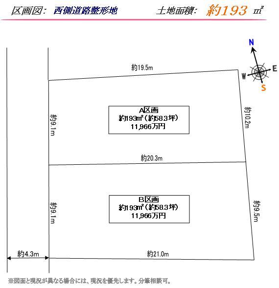 Compartment figure. Land price 100 million 19,660,000 yen, Land area 193 sq m