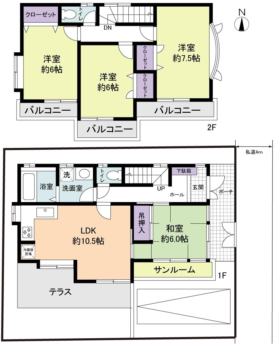 Floor plan. 62,800,000 yen, 4LDK, Land area 100 sq m , Building area 85.86 sq m