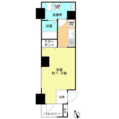 Floor plan. Price 18,800,000 yen, Occupied area 24.14 sq m , Balcony area 1.99 sq m