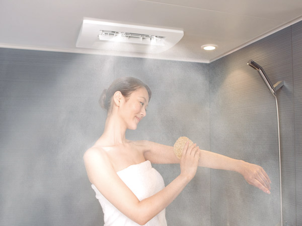 Bathing-wash room.  [Mist sauna] Standard equipment mist sauna with bathroom heating dryer to "Misty" in all houses. Fine particles to enhance the relaxing effect will warm gently systemic. (Same specifications)