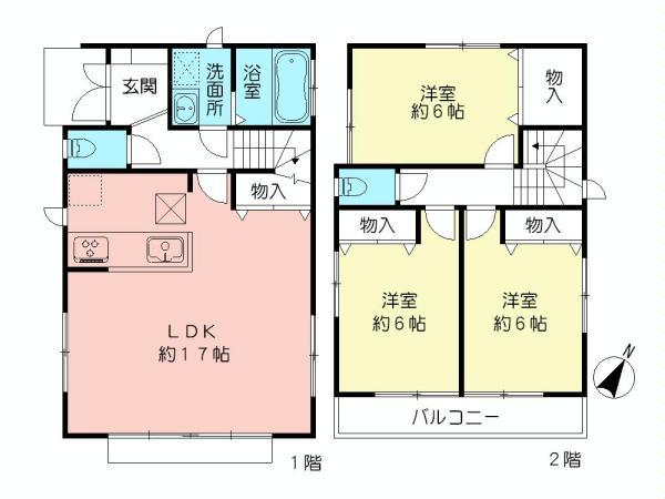 Floor plan. 57,800,000 yen, 3LDK, Land area 91.73 sq m , Building area 84.05 sq m