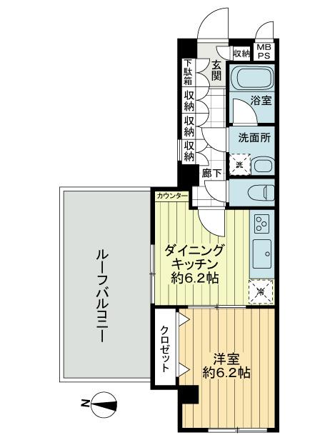 Floor plan. 1DK, Price 24,800,000 yen, Occupied area 35.53 sq m