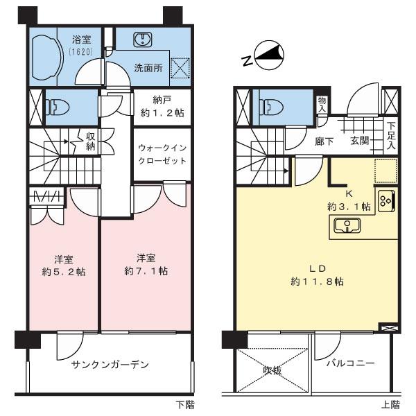 Floor plan. 2LDK, Price 58,800,000 yen, Occupied area 78.82 sq m , Balcony area 4.32 sq m