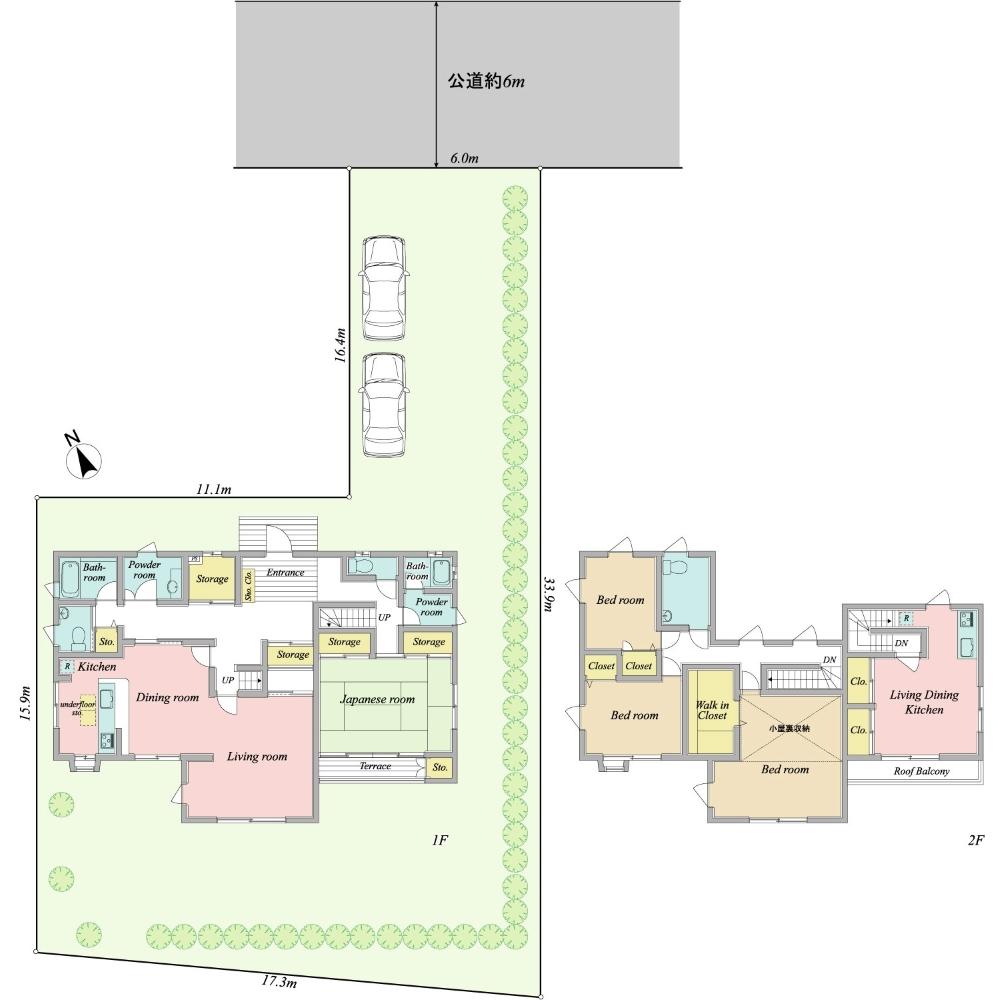 Floor plan. 175 million yen, 4LLDDKK, Land area 387.97 sq m , Building area 200.81 sq m