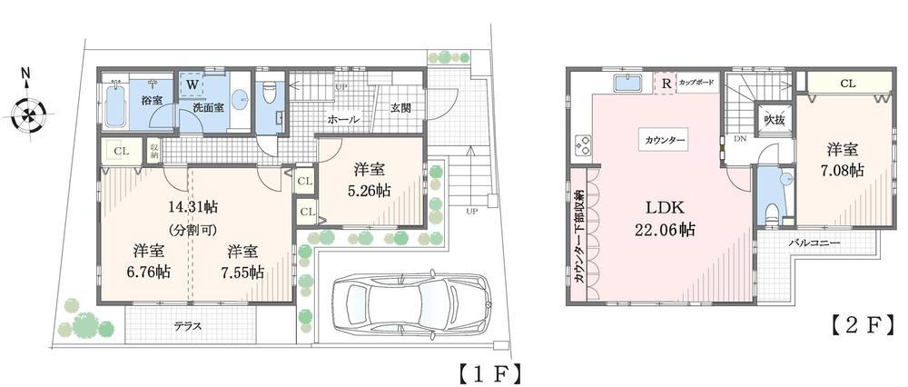 Floor plan. Large 3LDk, Also it can be changed to 4LDK, Bath 1620 size